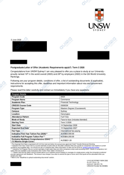 新南威尔士大学｜商学硕士（金融科技方向）