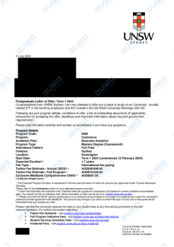 新南威尔士大学｜商学硕士（商业分析方向）